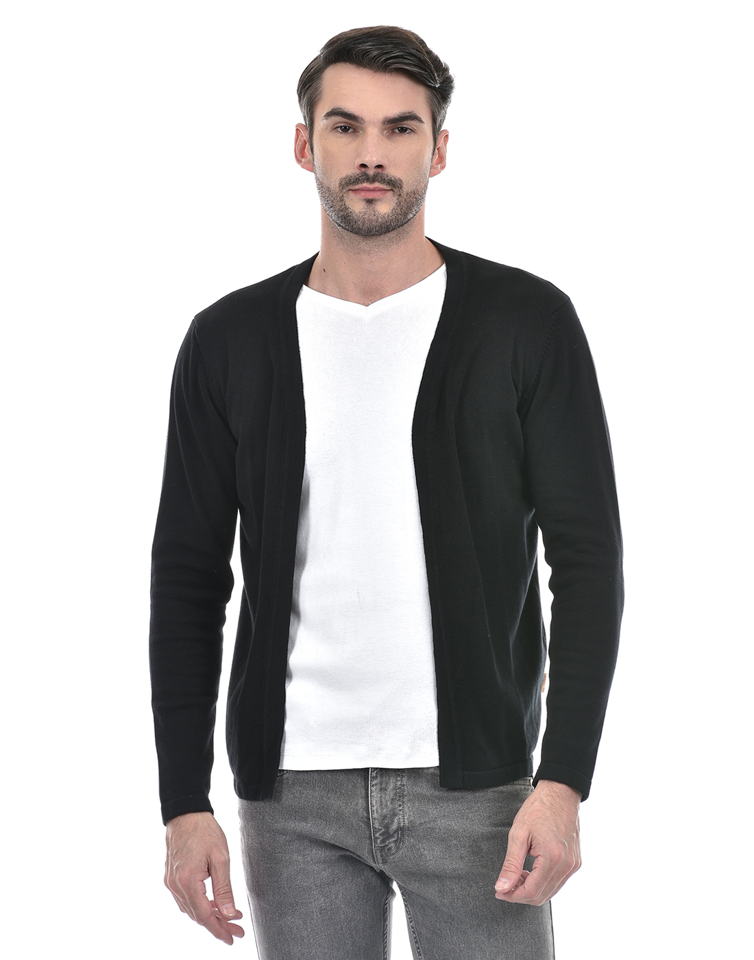 Numero Uno Men Solid Black Shrug